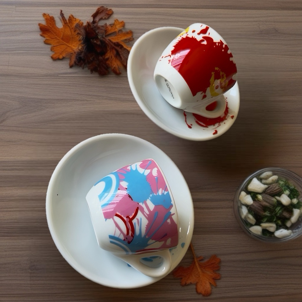 TOSCANA Vintage Red and Blue Espresso Cup Set - Picture 7 of 10